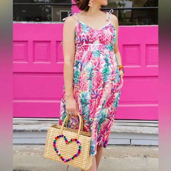pineapple dress pink Pink Pineapple Long Slip Dress